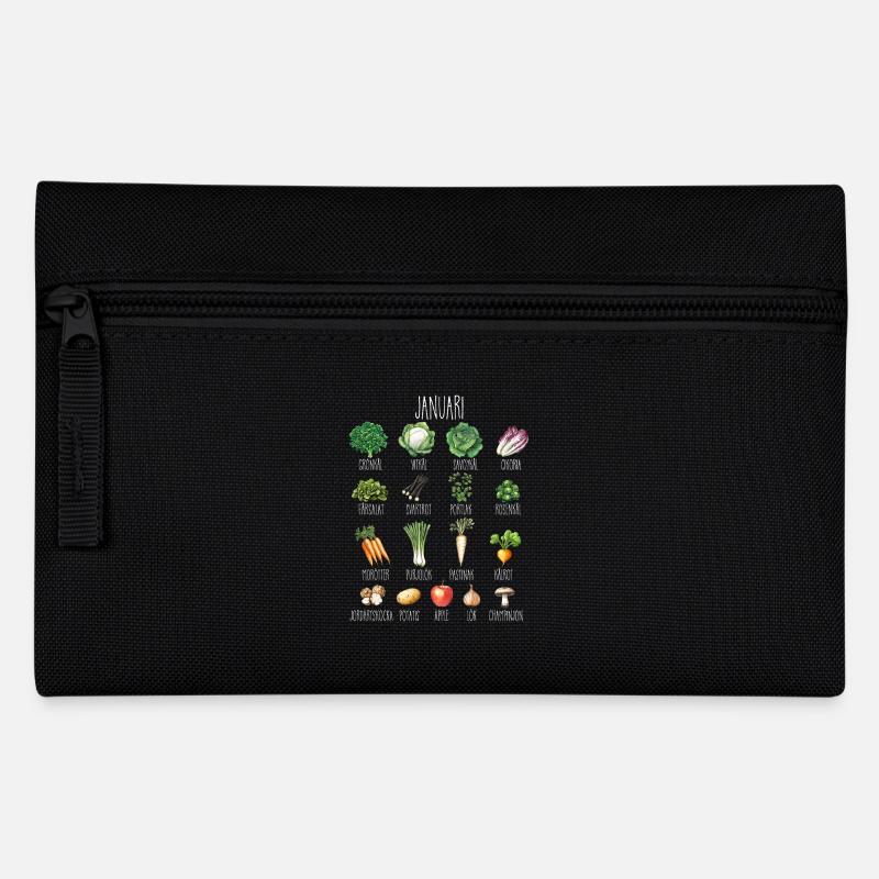Januar Saisonale Obst- und Gemüsecollage - Federtasche - Schwarz