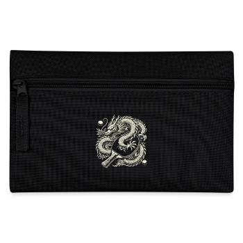 Drachen Und Tischtennisschläger Kunstvolles Motiv - Federtasche - Schwarz - Vorne