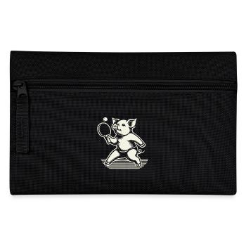 Funny cute pig playing table tennis - Pencil Case - black - Front
