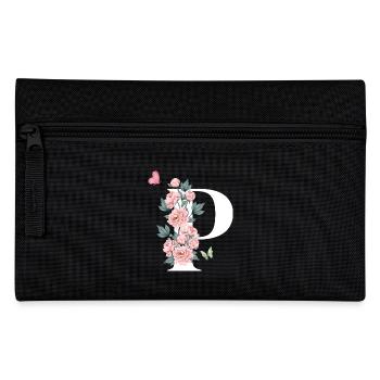 Lettre p fleurs rose - Trousse - noir - Devant