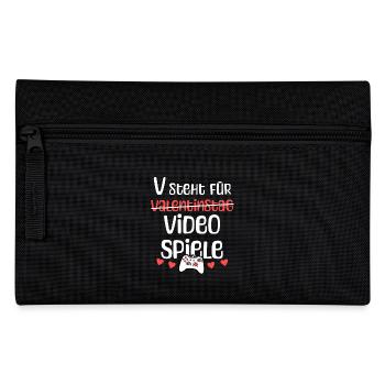 V steht Valentinstag Videospiele Gamer Humor - Federtasche - Schwarz - Vorne