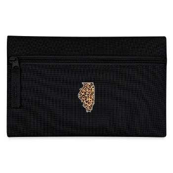 illinois Leopardenmuster USA Amerikanischer Bundesstaat - Federtasche - Schwarz - Vorne
