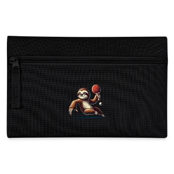 Funny Sloth Cartoon Table Tennis Adventure - Pencil Case - black - Front