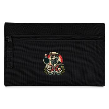 Retro Table Tennis Captain in Tattoo Style - Pencil Case - black - Front