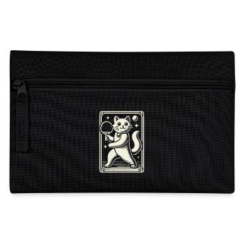 Cute Cat Playing Table Tennis Artfully - Pencil Case - black - Front