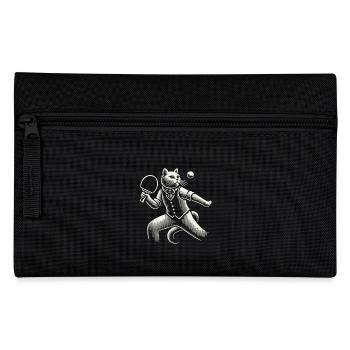 Cute Cat Plays Table Tennis Masterfully - Pencil Case - black - Front