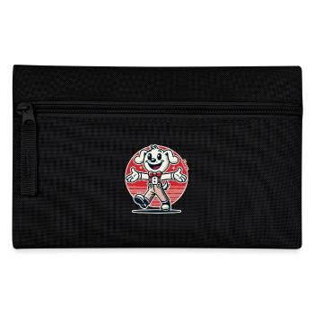 Funny cartoon dog with cheerful greeting - Pencil Case - black - Front