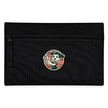Petite fille avec pizza - Trousse - noir - Devant