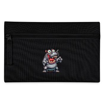 Crazy hippo comic style funny animal motif - Pencil Case - black - Front