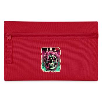 Schmelzende Kerze Totenschädel - Neon Gothic Kunst - Federtasche - Rot - Vorne