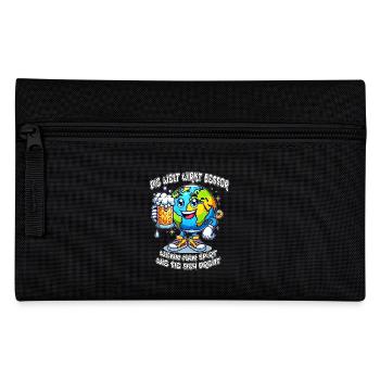 The World Seems Better Funny Beer Comic Motif - Pencil Case - black - Front