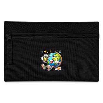 Globe with beer comic style funny motif - Pencil Case - black - Front