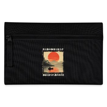 Japan See Boot Stille und Frieden im Mondschein - Federtasche - Schwarz - Vorne