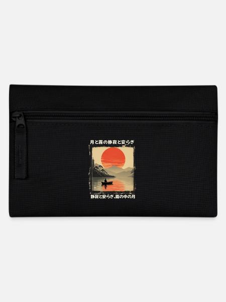 Japan See Boot Stille und Frieden im Mondschein - Federtasche - Schwarz