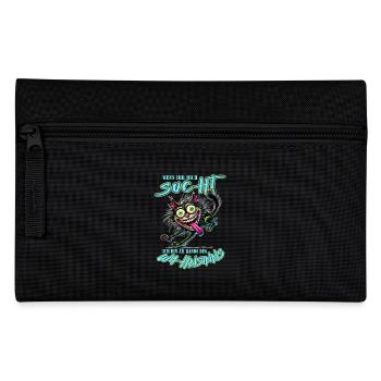 Crazy Katze am Rande des Wahnsinns Comic Stil - Federtasche - Schwarz - Vorne
