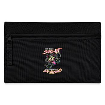 Crazy Katze am Rande des Wahnsinns Comic Stil - Federtasche - Schwarz - Vorne