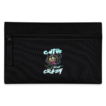 Cute but Crazy Katze Comic Stil lustiges Motiv - Federtasche - Schwarz - Vorne
