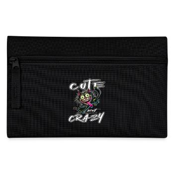 Cute but Crazy Katze Comic Stil lustiges Motiv - Federtasche - Schwarz - Vorne