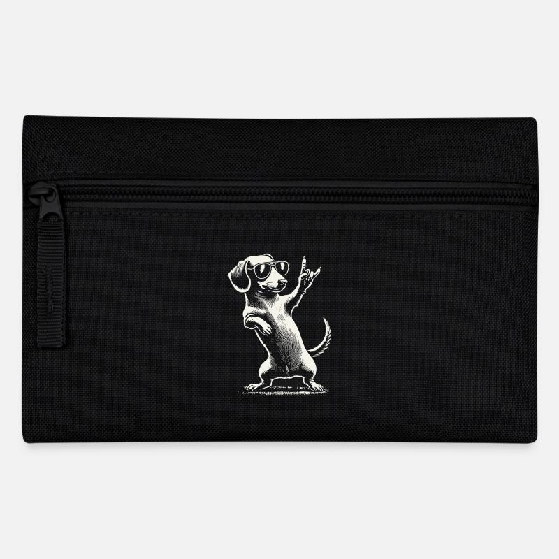 Rock Musik Lustige Dackel Hund Konzert Design - Federtasche - Schwarz