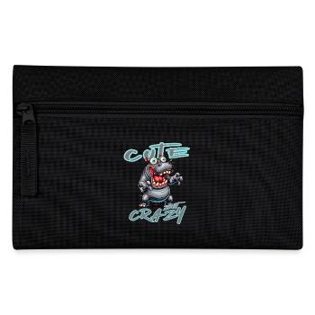 Mignon mais fou rhino style bande dessinée Motif drôle - Trousse - noir - Devant