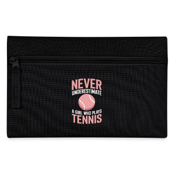 Tennis Saying Girl Funny Tennis Gift - Pencil Case - black - Front