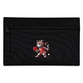 Cute Cat Table Tennis Retro Vintage Style - Pencil Case - black - Front