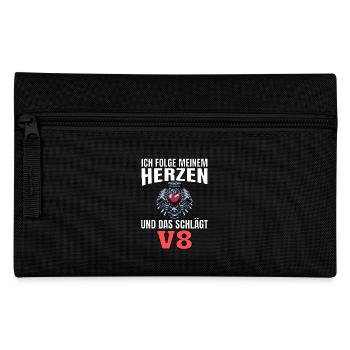 Lustiger Spruch Ich folge meinem Herzen V8 - Federtasche - Schwarz - Vorne