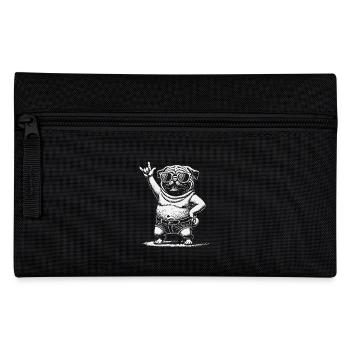 Funny Retro Rock Music Festival Pug Design - Pencil Case - black - Front