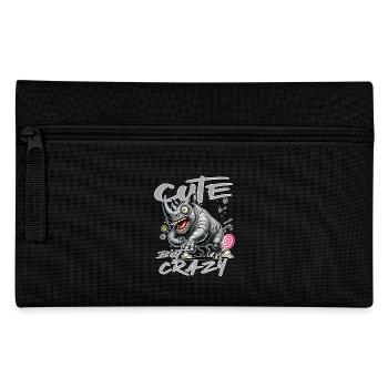 Mignon mais fou rhino style bande dessinée Motif drôle - Trousse - noir - Devant