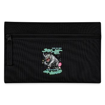 Crazy Rhino on the Edge of Madness Comic Style - Pencil Case - black - Front