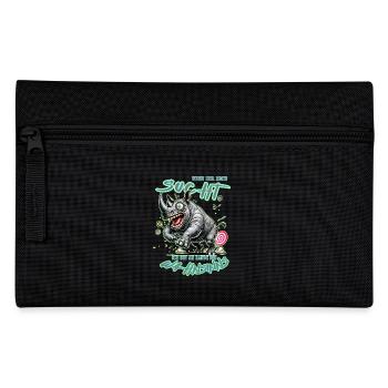 Crazy Rhino on the Edge of Madness Comic Style - Pencil Case - black - Front