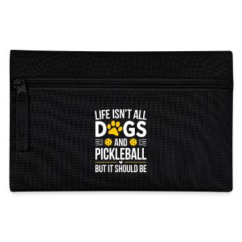 Pickleball Saying Dog Funny Pickleball Gift - Pencil Case - black - Front