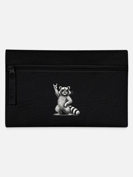 Lustiger Waschbär Rock Musik Retro Festival Vibe - Federtasche - Schwarz