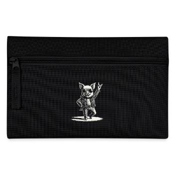 Rocking pig with heavy metal flair - Pencil Case - black - Front