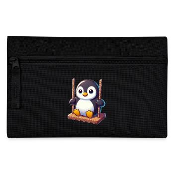 Süßer Pinguin auf Schaukel Spielplatz Cartoon - Federtasche - Schwarz - Vorne