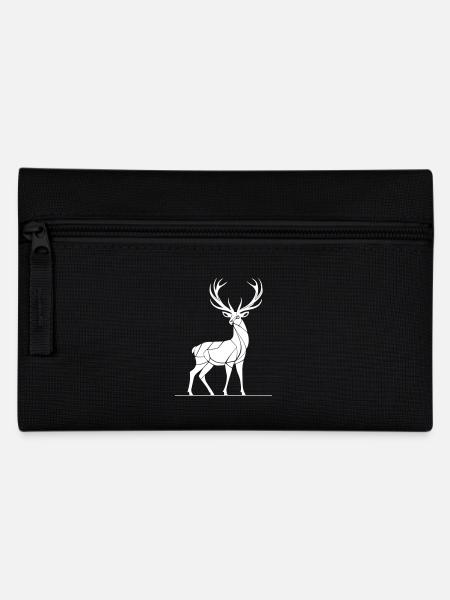 Abstrakter Rothirsch mit Geweih - Federtasche - Schwarz