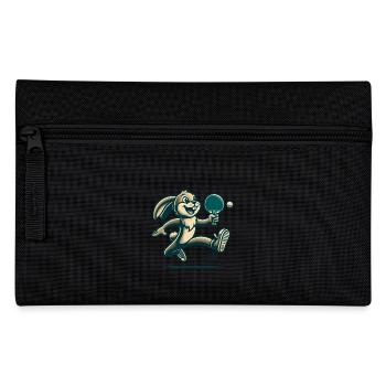 Lapin de tennis de table de dessin animé rétro - Trousse - noir - Devant