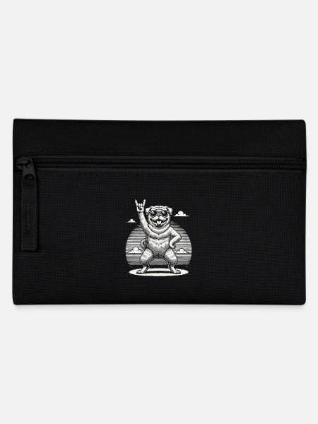 Mops Hund Rock Musik Festival Stil - Federtasche - Schwarz