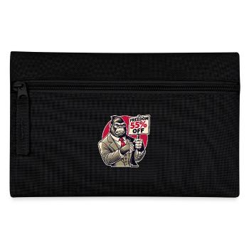 Gorilla mit Schild: Freiheit im Ausverkauf-Angebot - Federtasche - Schwarz - Vorne