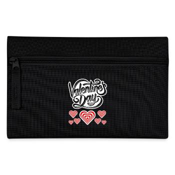 Valentine's Day Gift T-Shirt, Happy Valentine's - Pencil Case - black - Front