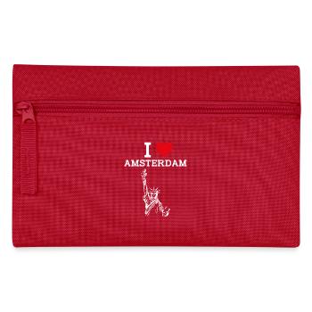 I Love Amsterdam Coole Freiheitsstatue Herz Flagge - Federtasche - Rot - Vorne