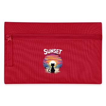 Friedlicher Sonnenuntergang Katze für eine - Federtasche - Rot - Vorne
