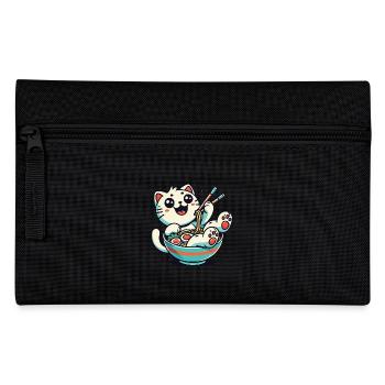 Kawaii Ramen Cat Streetwear Japanese Noodles - Pencil Case - black - Front