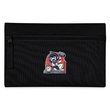 Fille fatiguée avec un marteau et un réveil - Trousse - noir - Devant
