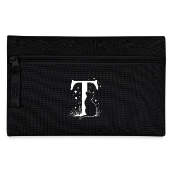 Letter T with cat - Pencil Case - black - Front