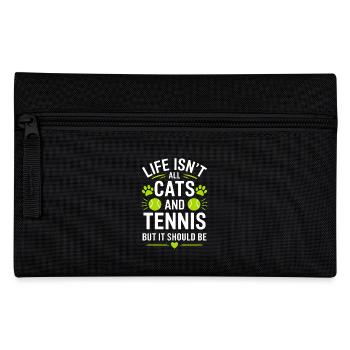 Tennis Saying Cats Funny Tennis Gift - Pencil Case - black - Front