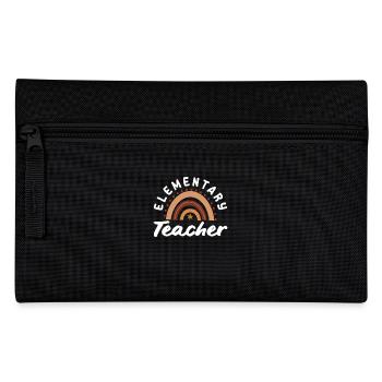 Elementary school teacher retro rainbow design - Pencil Case - black - Front