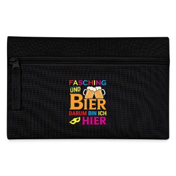 Fasching und Bier darum bin ich hier - Federtasche - Schwarz - Vorne