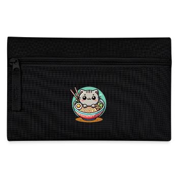 Kawaii Cat Ramen Noodles Japanese Streetwear - Pencil Case - black - Front