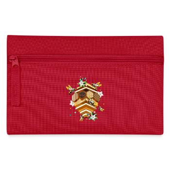 Ruche envahie par les abeilles et les pommiers en fleurs - Trousse - rouge - Devant
